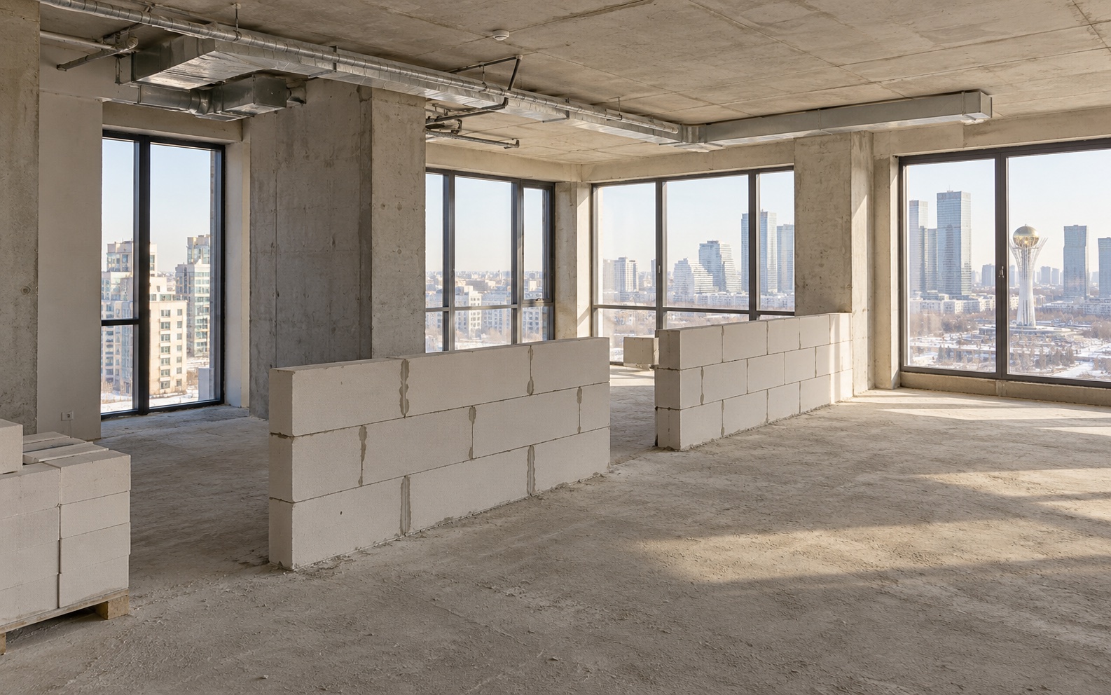 Room capture showing partially built partitions